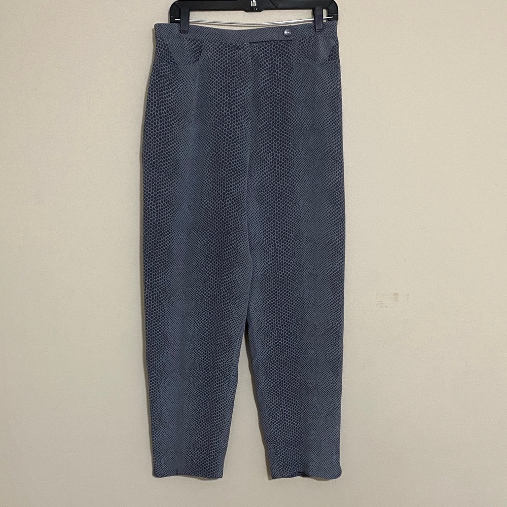 Vintage Vera Crutuna Gray Patterned trouser Pant women 12 silk casual office Y2K